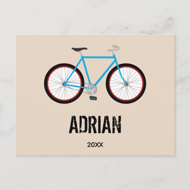 Bicycle Bike Design Custom Name Year Holiday Postcard (Front)