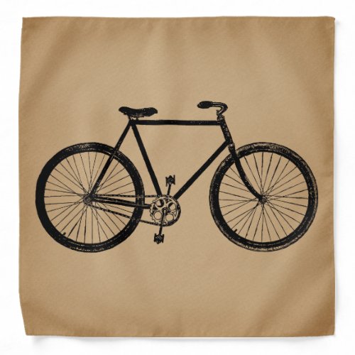 Bicycle Bike Illustration Vintage Brown Cycling Bandana