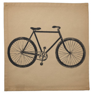 Bicycle Bike Illustration Vintage Brown Cycling Cloth Napkin