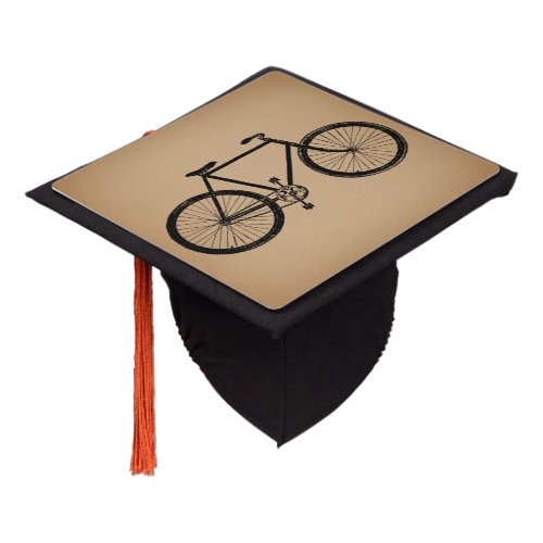 Bicycle Bike Illustration Vintage Brown Cycling Graduation Cap Topper