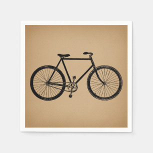 Bicycle Bike Illustration Vintage Brown Cycling Napkins