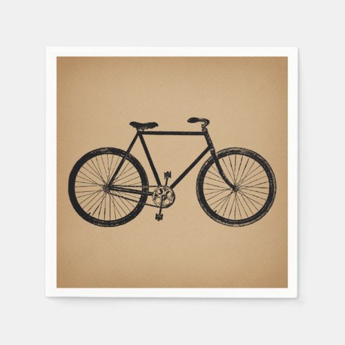 Bicycle Bike Illustration Vintage Brown Cycling Napkins
