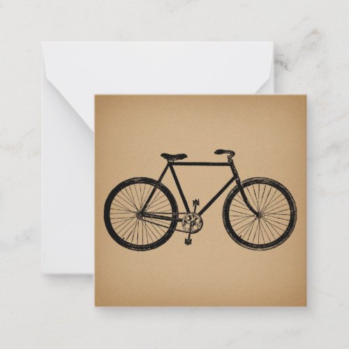 Bicycle Bike Illustration Vintage Brown Cycling Note Card