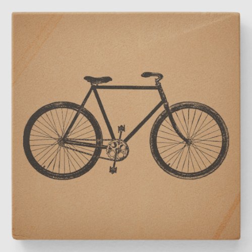 Bicycle Bike Illustration Vintage Brown Cycling Stone Coaster