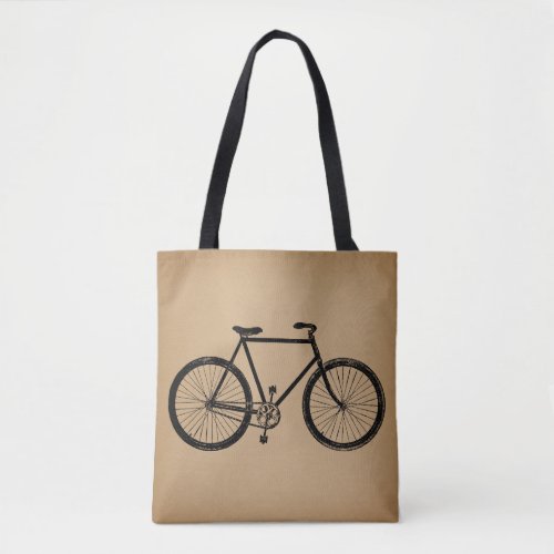 Bicycle Bike Illustration Vintage Brown Cycling Tote Bag