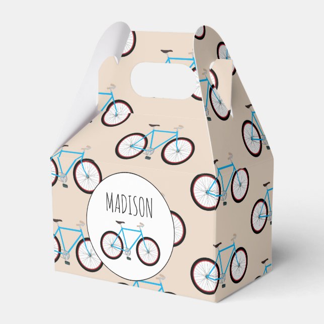 Bicycle Bike Pattern Custom Name Favor Boxes (Front Side)