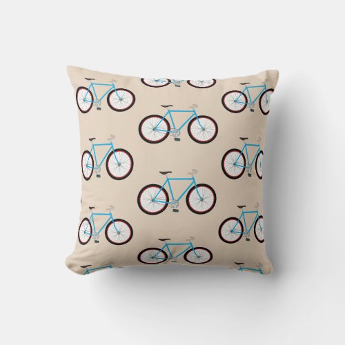 Bicycle Bike Pattern  Throw Pillow