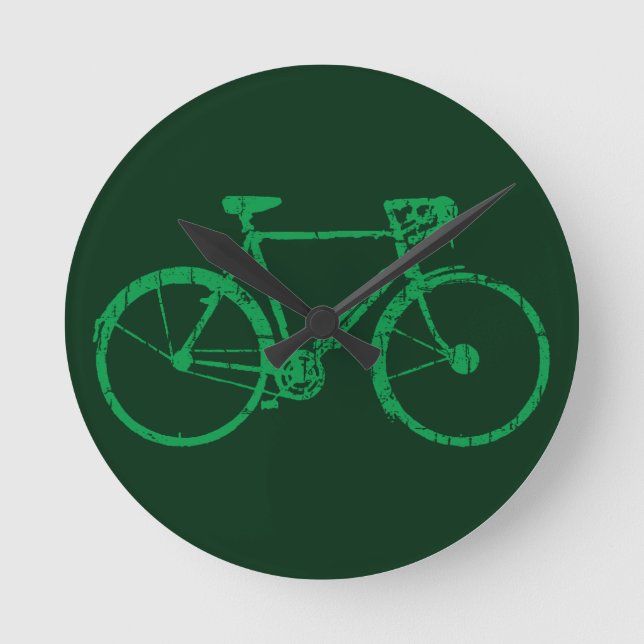 bicycle - biking + bike round clock (Front)