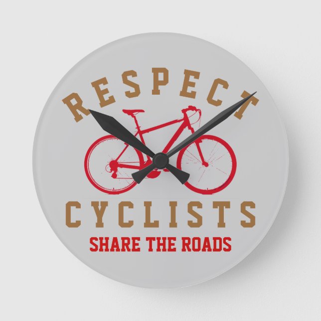 bicycle - biking + bike round clock (Front)