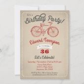 Bicycle Birthday Invitation Mens Boys Vintage Bike (Front)
