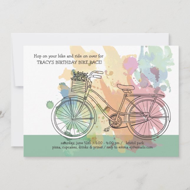 Bicycle Birthday Party Invitation (Front)
