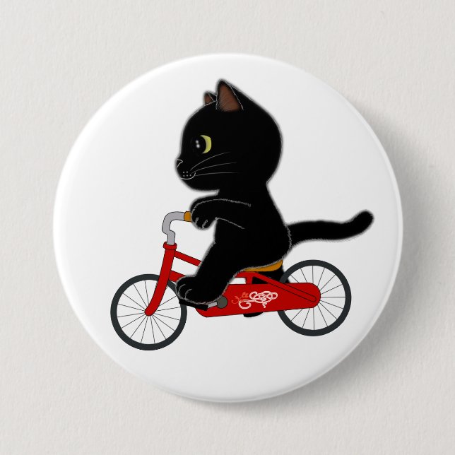 Bicycle Black Cat Button (Front)