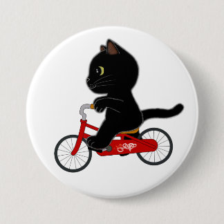 Bicycle Black Cat Button