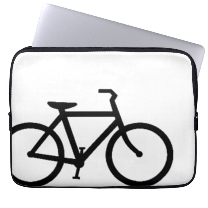 Bicycle Black on White Laptop Computer Sleeves