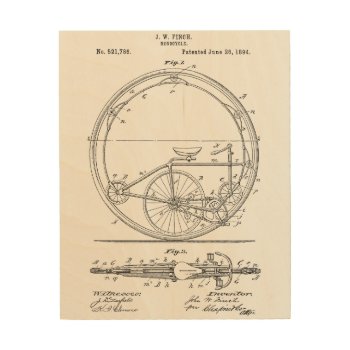 Bicycle Blueprint Wood Wall Art by OldArtReborn at Zazzle