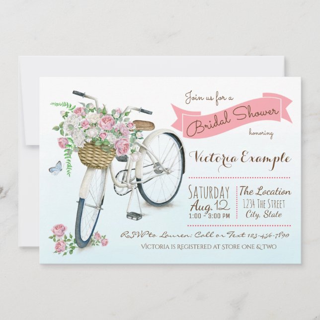 Bicycle Bridal Shower Bicycle Wedding Shower Invitation (Front)