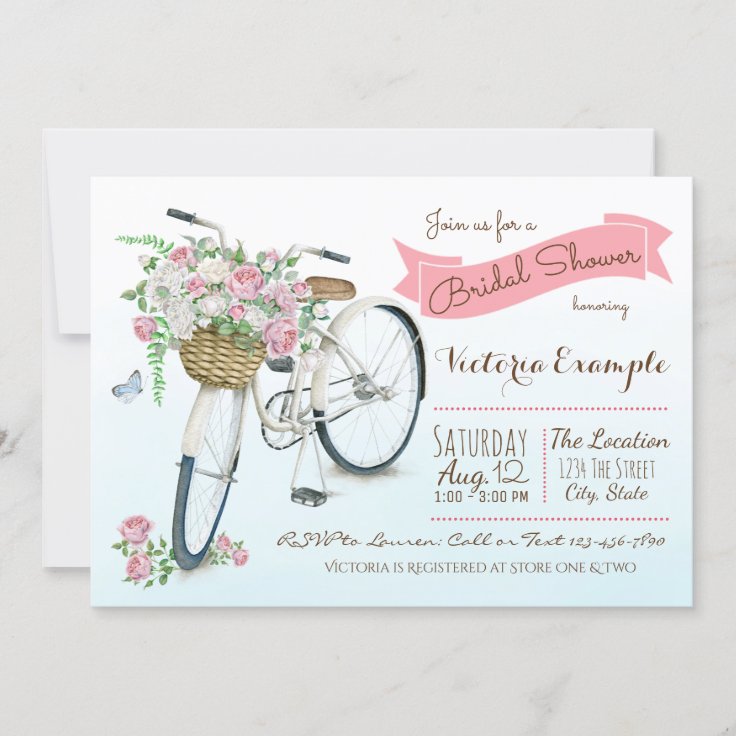 Bicycle Bridal Shower Bicycle Wedding Shower Invitation | Zazzle