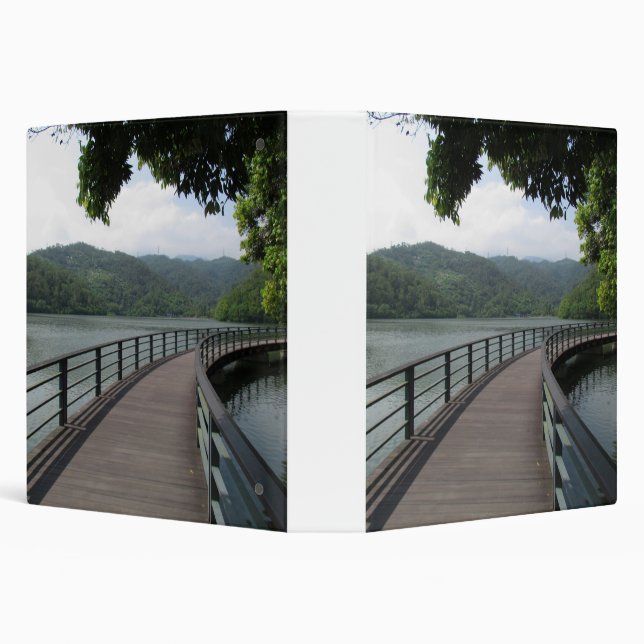 Bicycle Bridge Over Water 3 Ring Binder (Background)