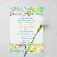 Bicycle Bright Colors Stylized Vintage Wedding