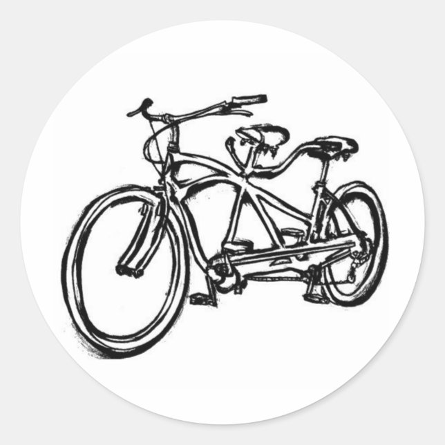 Bicycle built for 2 (antique schwinn tandem) bike classic round sticker (Front)