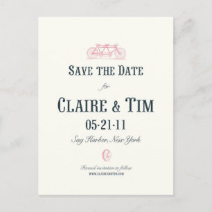 Bicycle Built For Two Save the Date-Custom Announcement Postcard