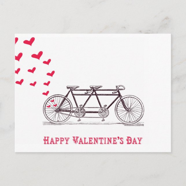 Bicycle Built for Two Valentine's Day Postcard (Front)