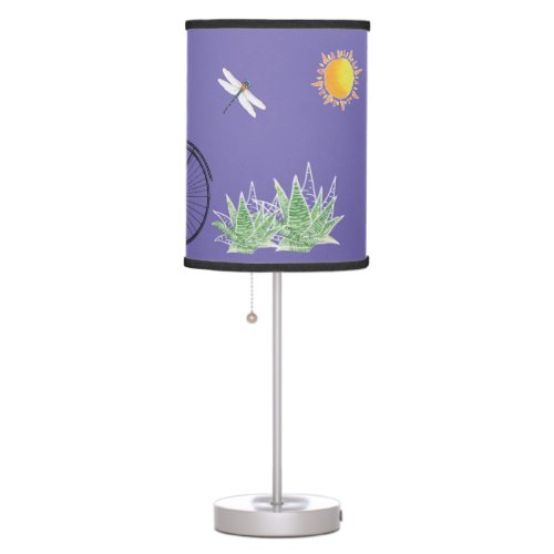 Bicycle Butterflies and Aloe on Lavender  Table Lamp