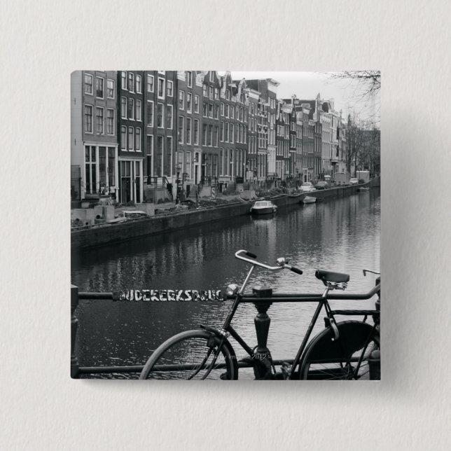 Bicycle by Canal Pinback Button (Front)