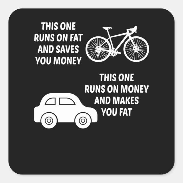 Bicycle Car Saving Money Cycling Cyclist Square Sticker (Front)