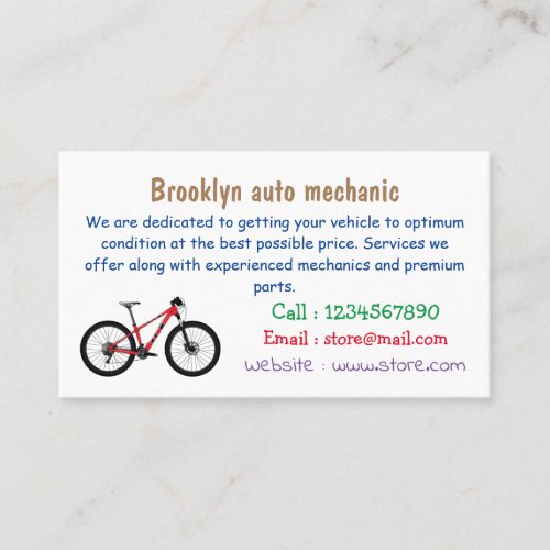 Bicycle cartoon illustration business card