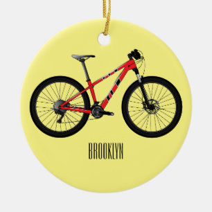 Bicycle cartoon illustration ceramic ornament