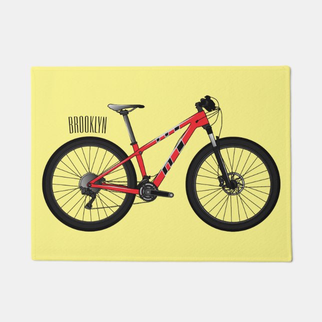 Bicycle cartoon illustration doormat (Front)
