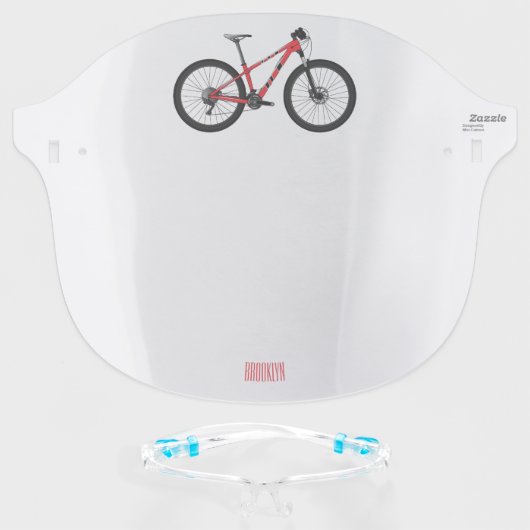 Bicycle cartoon illustration  face shield (Front w/Glasses)