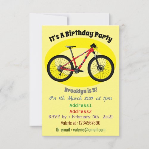 Bicycle cartoon illustration invitation