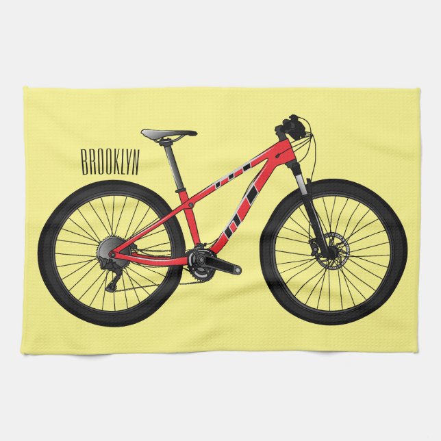 Bicycle cartoon illustration kitchen towel (Horizontal)