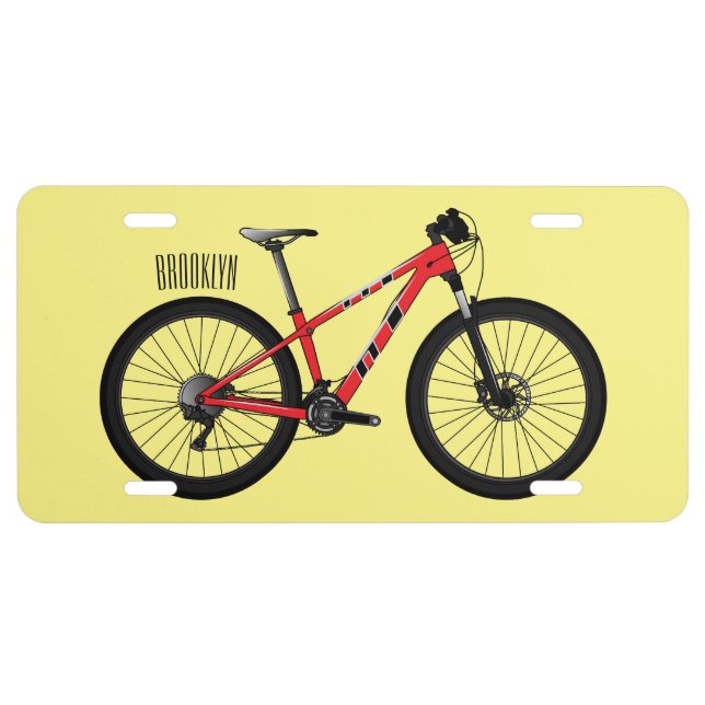 Bicycle cartoon illustration license plate (Front)