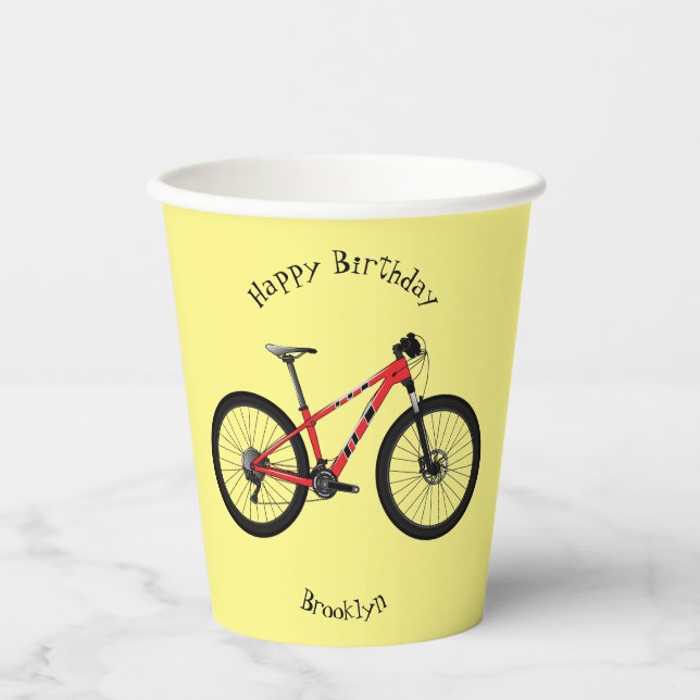 Bicycle cartoon illustration paper cups (Front)