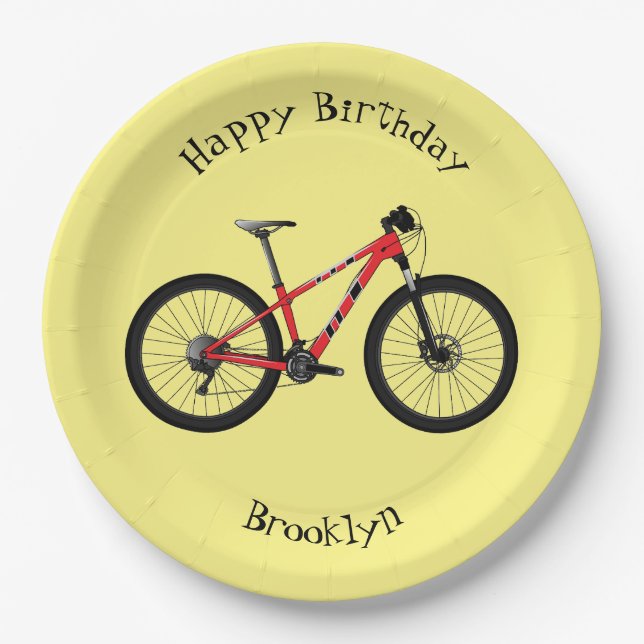 Bicycle cartoon illustration paper plates (Front)