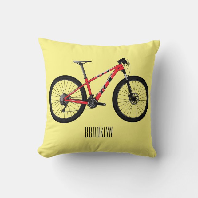 Bicycle cartoon illustration throw pillow (Front)