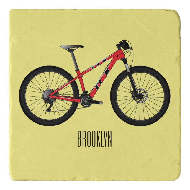 Bicycle cartoon illustration trivet (Front)