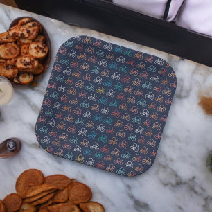 Bicycle Cartoon Pattern Paper Plates