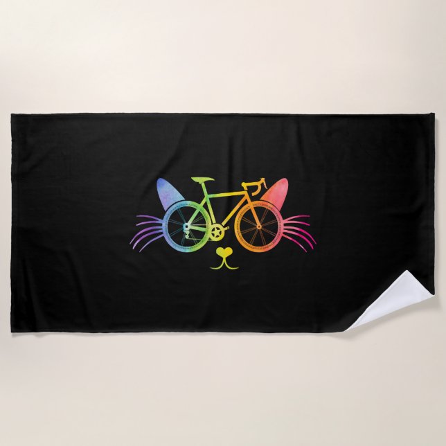 Bicycle Cat Lgbt Beach Towel (Front)