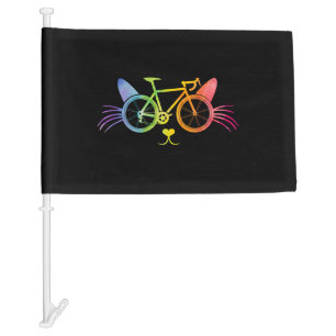 Bicycle Cat Lgbt Car Flag