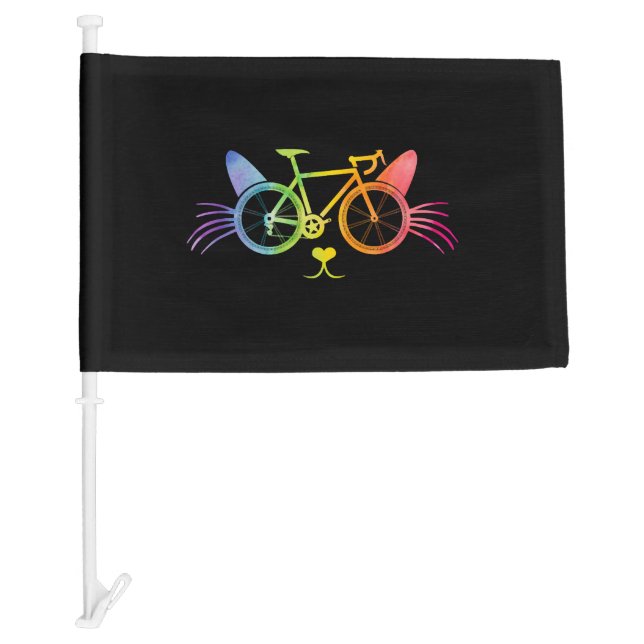 Bicycle Cat Lgbt Car Flag (Front)