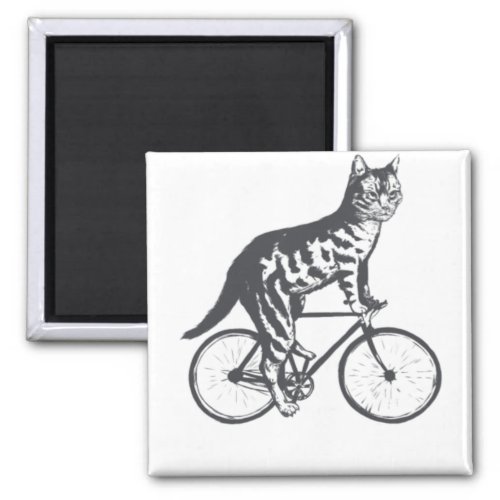 Bicycle Cat Riding Cyclist Bike Magnet