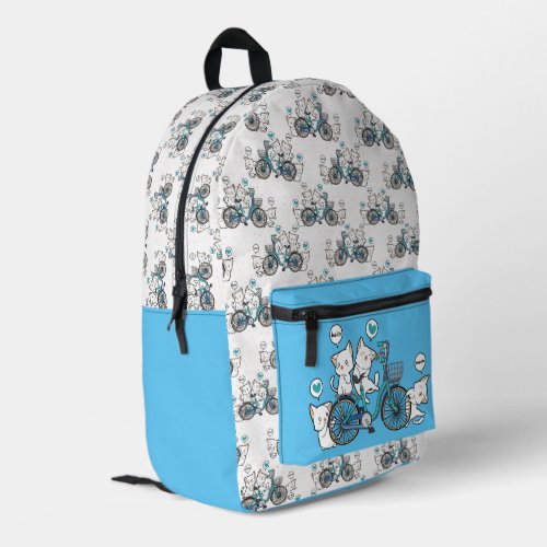 Bicycle Cats  Printed Backpack