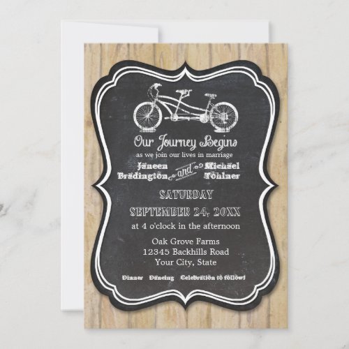 Bicycle Chalkboard Style Rustic Country Typography Invitation