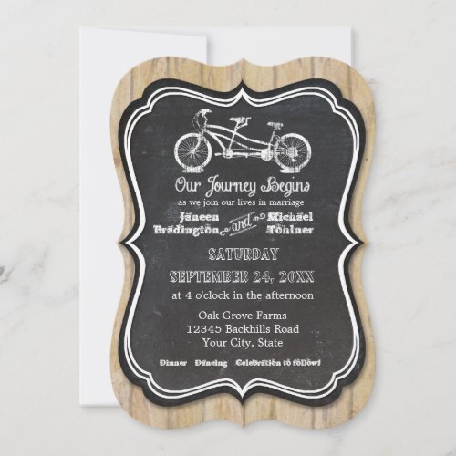 Bicycle Chalkboard Style Rustic Country Typography Invitation