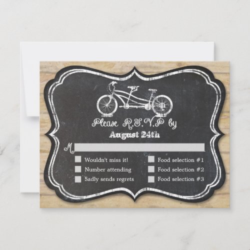 Bicycle Chalkboard Style Rustic Country Typography RSVP Card