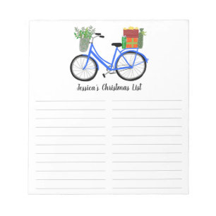 Bicycle Christmas Shopping List CUSTOM Holiday Notepad